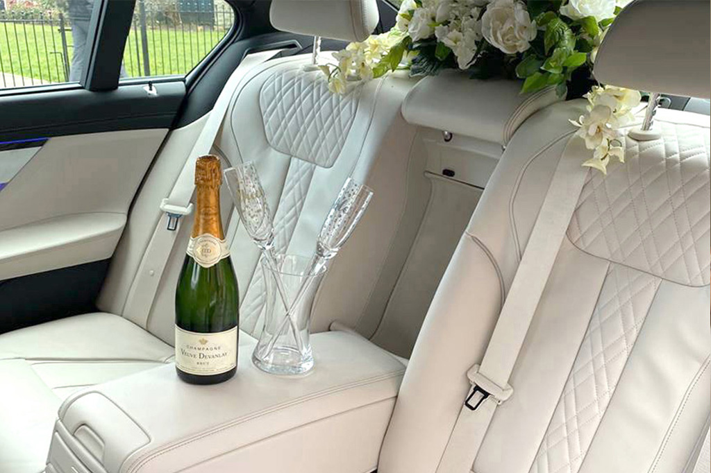 wedding car service champagne to celebrate