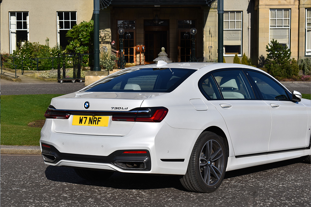 rear of bmw chauffeured wedding experience